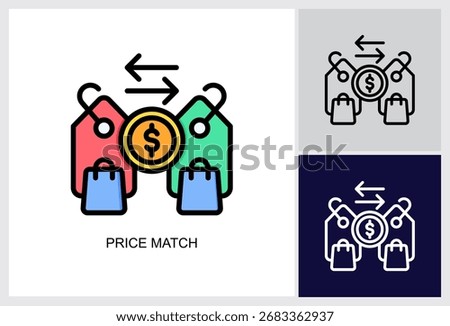 Price Match icon Multi Style Vector Illustration