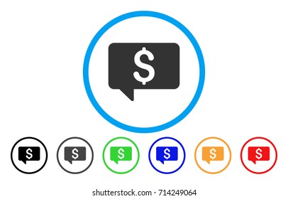 Price Message icon. Vector illustration style is a flat iconic price message grey rounded symbol inside light blue circle with black, gray, green, blue, red, orange color additional versions.