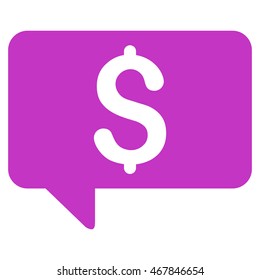 Price Message icon. Vector style is flat iconic symbol with rounded angles, violet color, white background.