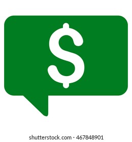 Price Message icon. Vector style is flat iconic symbol with rounded angles, green color, white background.