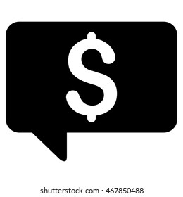Price Message icon. Vector style is flat iconic symbol with rounded angles, black color, white background.