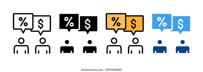 Price Negotiation Icon Set Multiple Style Collection