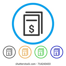 Price Page Copy icon. Vector illustration style is a flat iconic price page copy grey rounded symbol inside light blue circle with black, green, blue, yellow color variants.