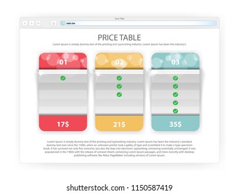 Price plans with 3d design for website