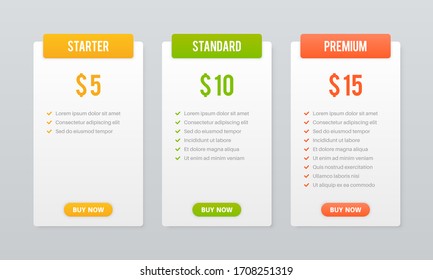 Price plans. Comparison table pricing grid, checklist price chart compare products tariff plan, business graphic for website, vector graphical tableful mockup