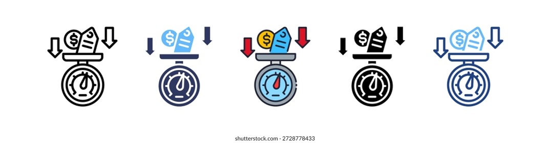 Icono de presión de Precio Ilustración vectorial múltiple