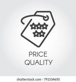 Price quality outline icon. Badge price-tag for stores, sites and mobile applications. Graphic linear pictograph for offers, discounts, sales, black friday and other design needs. Vector illustration