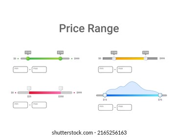 Price range filter. Design template for user interface, web site. Vector illustration.