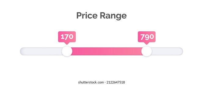 Filtro de rango de precios en estilo moderno para su diseño ui ux. Ilustración del vector