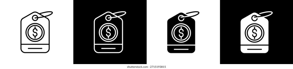 Preisbereich-Symbol in Linien- und Glyphenformat auf schwarz-weißem Hintergrund