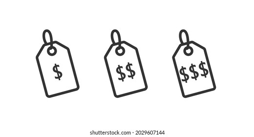 Price Range Line Icon Set. Clipart Image Isolated On White Background