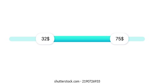 Price range scrollbar in web form, online application. Filter slider on website, 3D user interface elements. Template for internet page with discount navigation. Frontend control vector illustration