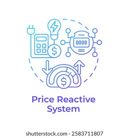 Price reactive system blue gradient concept icon. Consumption meter, bill calculation. Round shape line illustration. Abstract idea. Graphic design. Easy to use in infographic, presentation