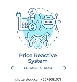 Price reactive system soft blue concept icon. Consumption meter, bill calculation. Round shape line illustration. Abstract idea. Graphic design. Easy to use in infographic, presentation