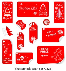 Price Red Tag Set VECTOR for christmas time.