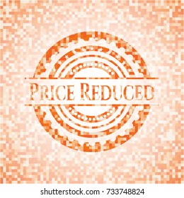 Price Reduced abstract emblem, orange mosaic background
