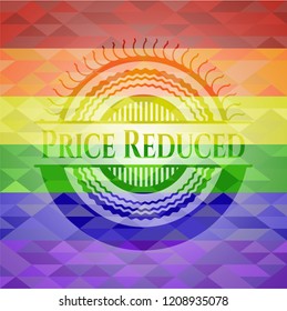 Price Reduced on mosaic background with the colors of the LGBT flag