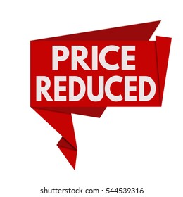 Price reduced origami speech bubble on white background, vector illustration