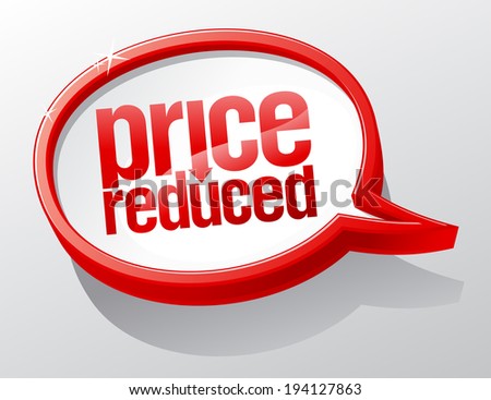 Price reduced red shiny speech bubble.