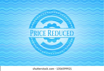 Price Reduced sky blue water style badge.