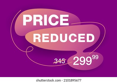 Prix Modèle de bannière violet réduit pour le site web - message créatif décoré sur fond rouge - prix défrayé ancien et moins cher - affiche de promotion