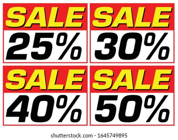 
Etiqueta de reducción de precios 25 30 40 50 por ciento