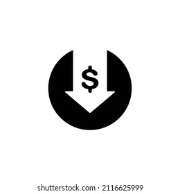 Price reduction simple flat icon vector illustration. Cost reduction icon