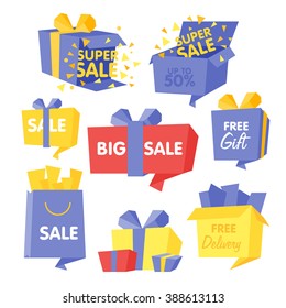 Price and Sale box set of vector Illustrations for web design