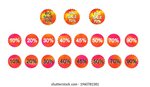 price sale button vector with different percents, set