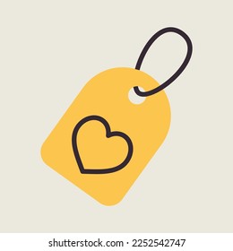 Price Sale tag icon with heart symbol. Valentine day. Vector illustration, romance elements. Sticker, patch, badge, card for marriage, wedding