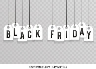 Price sale text labels black friday background transparent vector illustration