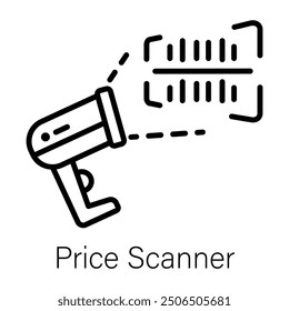 A price scanner icon in linear style