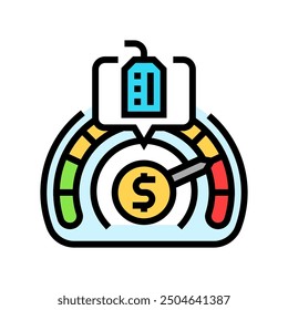 Vector de ícono de color de comportamiento del consumidor de sensibilidad de Precio. signo de comportamiento del consumidor de sensibilidad de Precio. ilustración de símbolo aislado