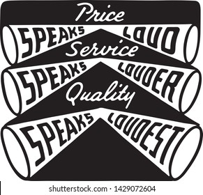 Price Service Quality - Retro Ad Art Banner