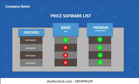 price software list template for company