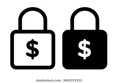 Price Stability and Budget Lock Icons. Fixed Income and Economic Assurance Symbols.