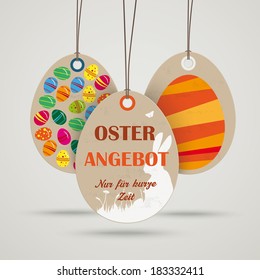 Price sticker with german text "Oster Angebot" and "nur fuer kurze zeit", translate "Easter Offer" and "limited time only".  Eps 10 vector file.