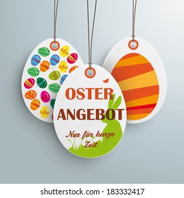 Price sticker with german text "Oster Angebot" and "nur fuer kurze zeit", translate "Easter Offer" and "limited time only". Eps 10 vector file.