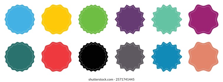 Price sticker vector set in different color. Sale or discount sticker, sunburst badges icons. Special offer or price tag. Starburst promotional badge shopping labels. Vector illustration.