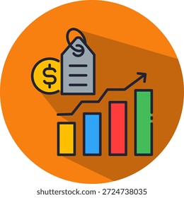 Ilustración vectorial isométrica del icono de oleada de Precio