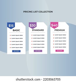 Price table concept in realistic neumorphism vector design. Pricing or subscription plan ui web elements.Start, Smart and Value comparison options
