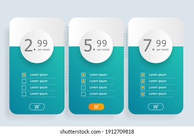 price table template background vector illustration