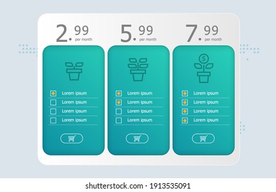 Price Table Template Background Vector Illustration