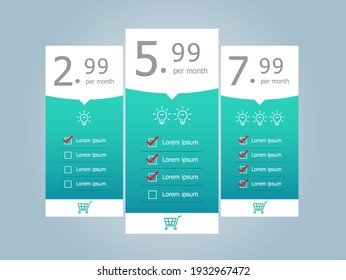 price table template background vector illustration