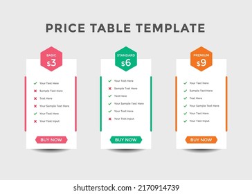 Price Table Template. Business Plan Price List. Product Package Price. Subscription Package Pricing Comparison
