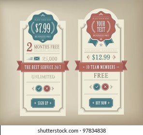 Price Table Vintage Web And Print Element