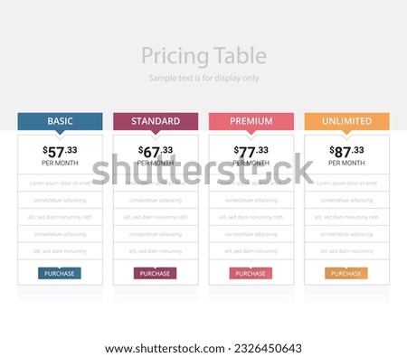 Price Tables template design Layout