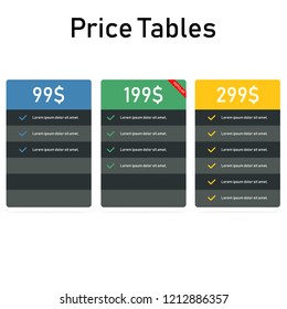 price tables for web sites or anything