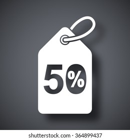 Price tag with 50% discount, vector