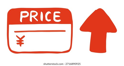 Etiqueta de Precio con Vector de flecha hacia arriba – Inflación y aumento de Precios Concepto